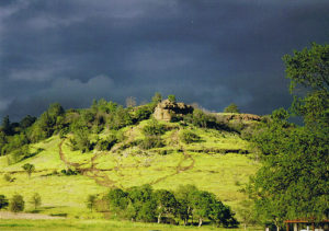 Monkey Face with storm clouds